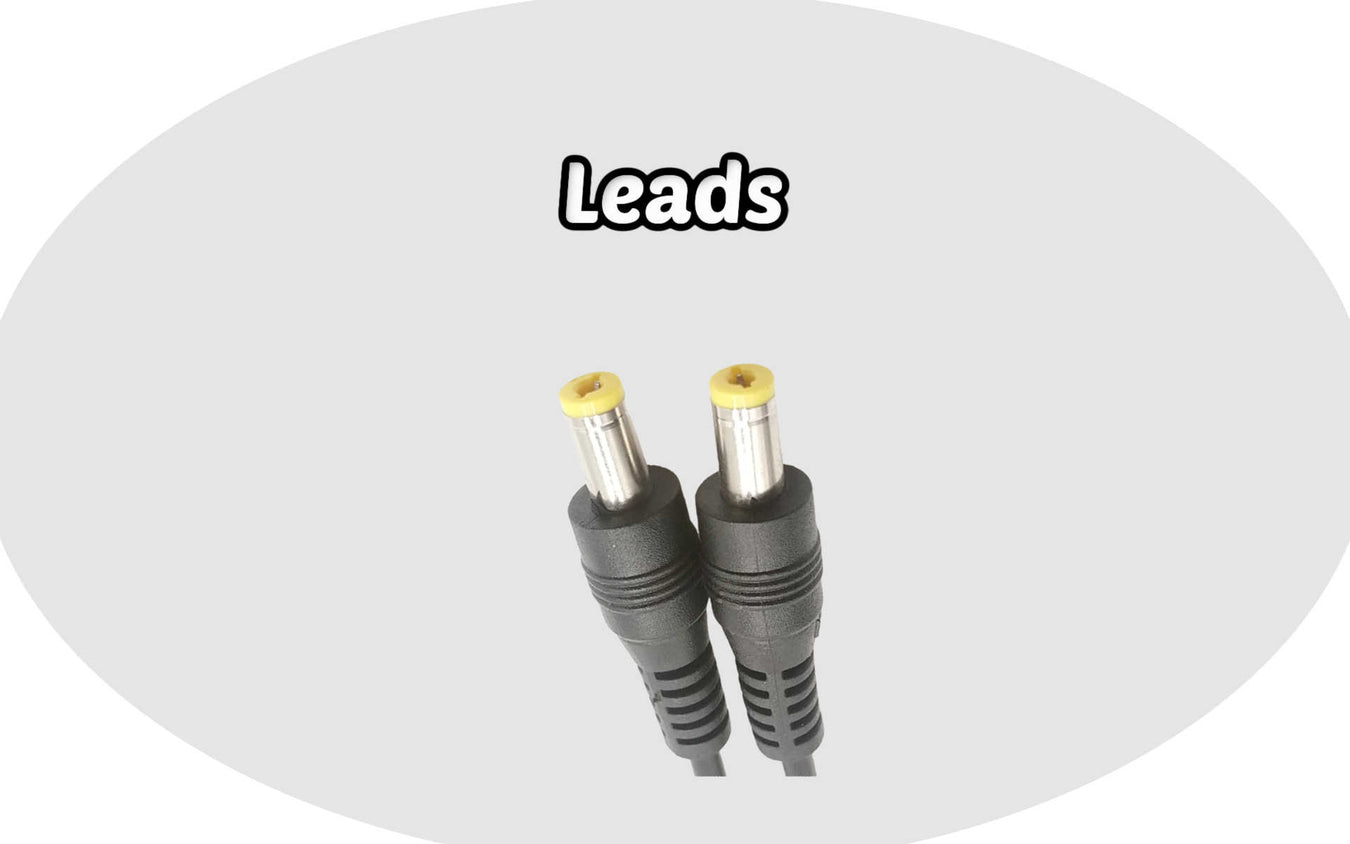 Assorted electronics leads collection image displaying USB connectors, barrel power leads, HDMI cables, and audio leads together.