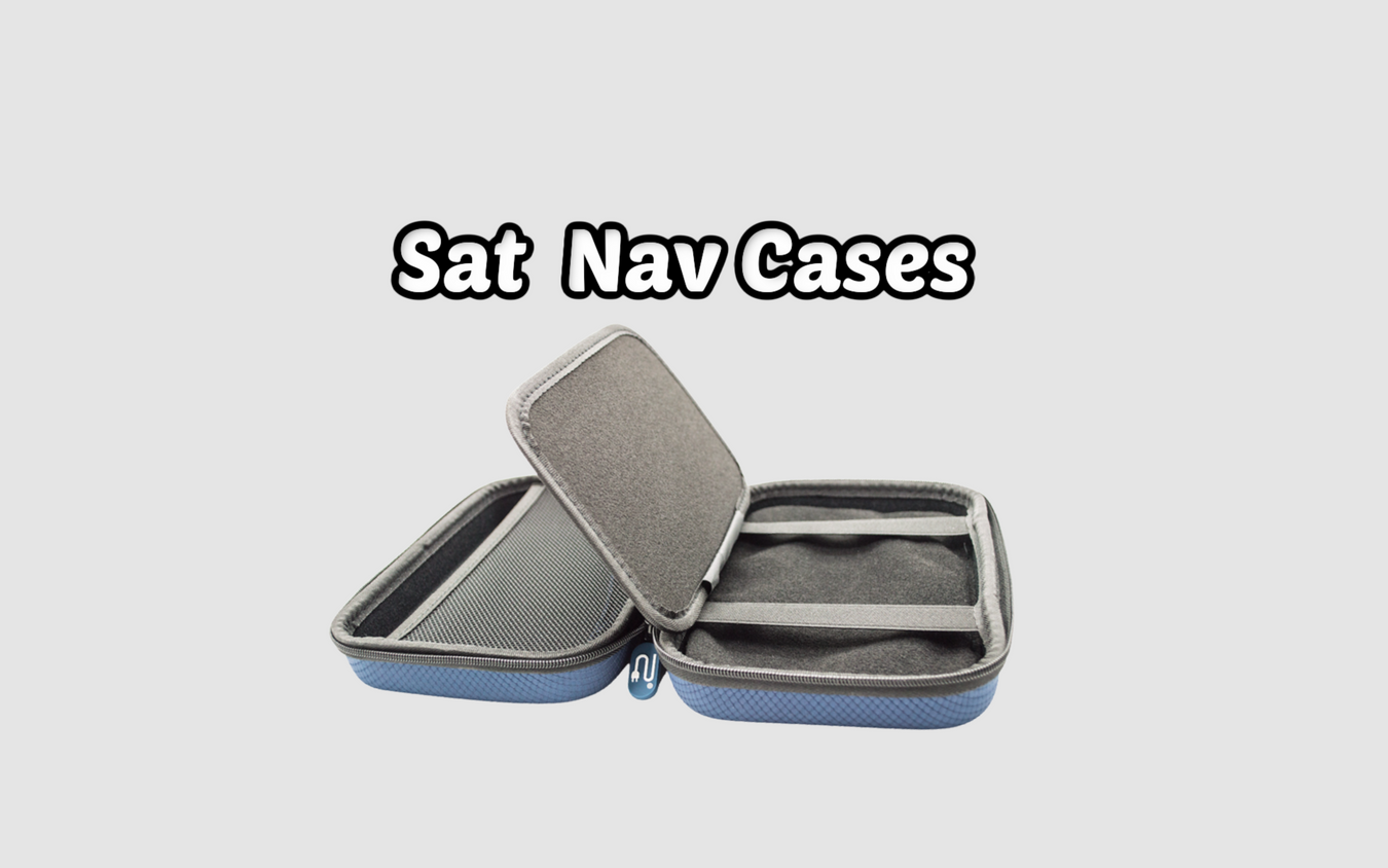 Sat Nav cases collection image showcasing a Sat Nav case blue colour and in a opened position 