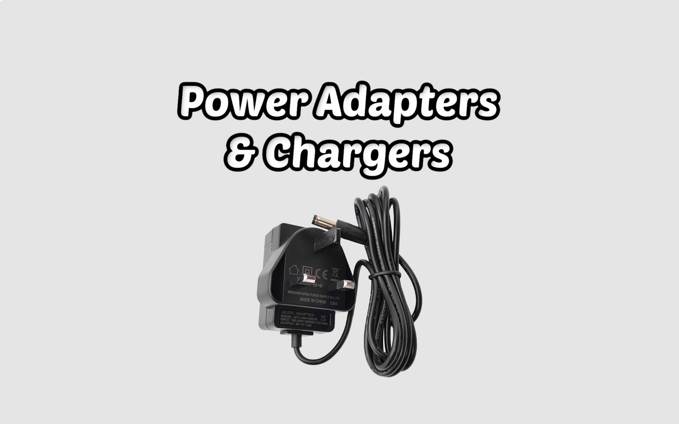 Power supply adapter collection image showcasing diverse adapter models and voltage solutions for various electronic devices and applications.