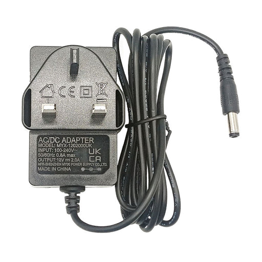 12V 2A 24W Power Supply Adapter, Center Negative 5.5x2.5mm UK Plug with 1.5m Cable