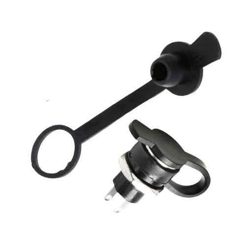 2.1mm x 5.5mm DC socket waterproof dust cover cap installed on panel mount