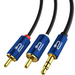 3.5mm to 2 RCA Stereo Audio Cable, Gold Plated Dual Phono Jack Lead, Oxygen-Free Copper (OFC).