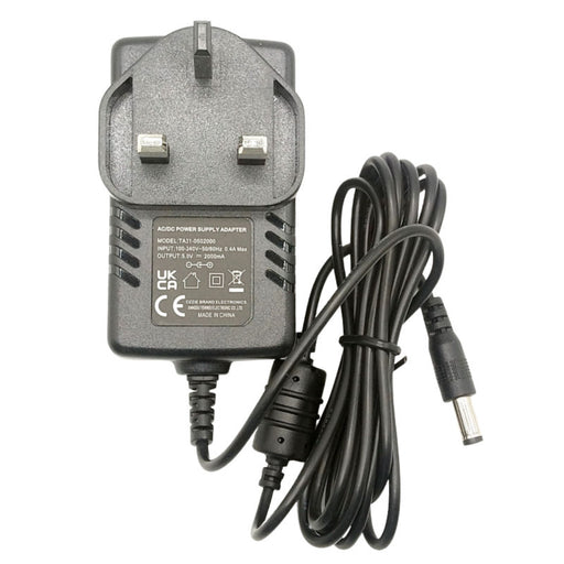 UK 5V 2A 10W power supply adapter 5.5mm x 2.1mm plug 100-240V 1.5m cable