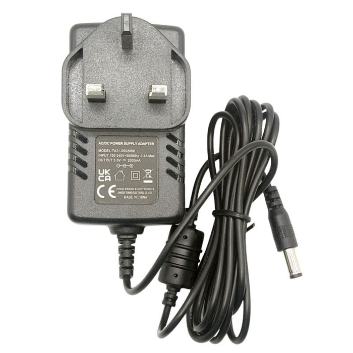 5V 2A UK power supply adapter with 5.5mm x 2.5mm connector 100-240V 1.5m cable