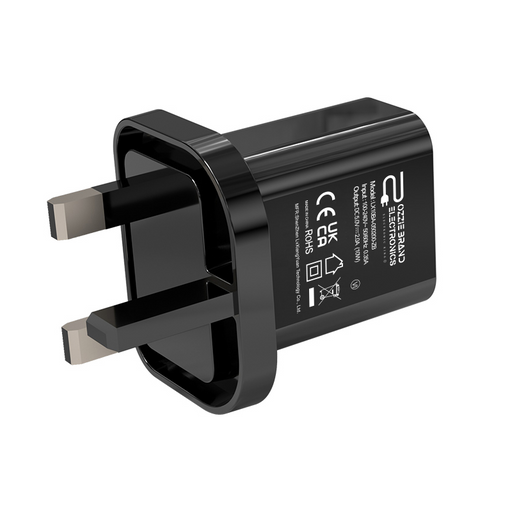 USB power adapter 5V 2A with UK 3-pin Type G plug.