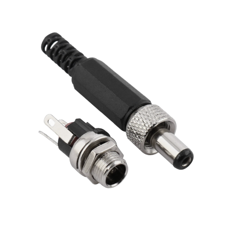 2.5mm x 5.5mm Screw Locking DC Power Plug & Metal Panel Mount Socket ...