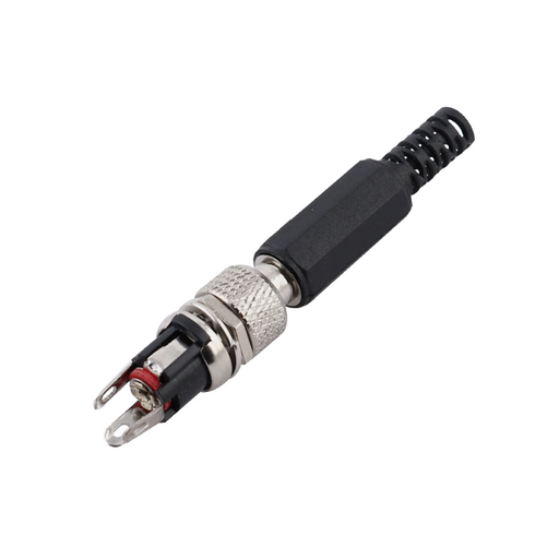 Screw Locking DC Plug and Metal Panel Mount Socket 2.1MM x 5.5MM Connected Together