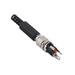 Black and silver audio connector on a white background connected together