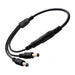 3-way DC power splitter adapter with 2.1mm x 5.5mm connectors for 12V systems, CCTV cameras, and LED lighting installations.