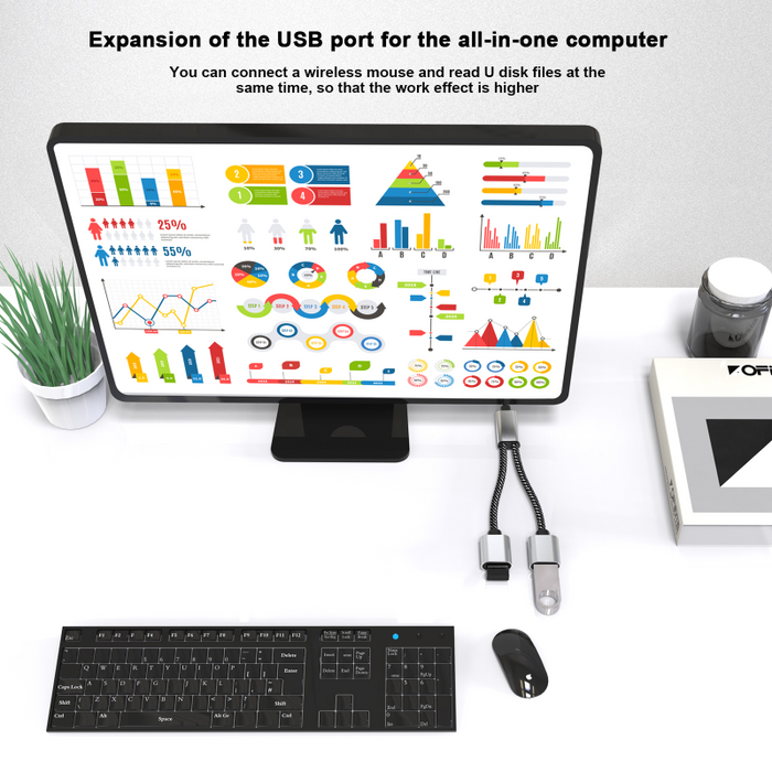 USB 2.0 A Male to Dual Female Y Splitter Cable Fast Charging Data