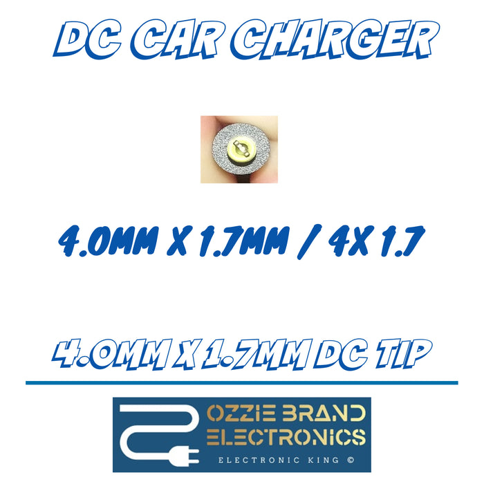 12V-24V-12V 3A 3000MA DC 4.0MM X 1.7MM IN CAR CHARGER CABLE LEAD TO FIT SINGLE SCREEN DVD PLAYERS (4X1.7) (4MMX1.7) (4.0MM/1.7MM) - OZZIE BRAND ELECTRONICS