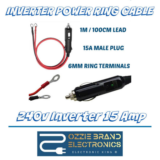 240V INVERTER CIGARETTE LIGHTER RING POWER CABLE 240V INVERTER 15 AMP LEAD - OZZIE BRAND ELECTRONICS