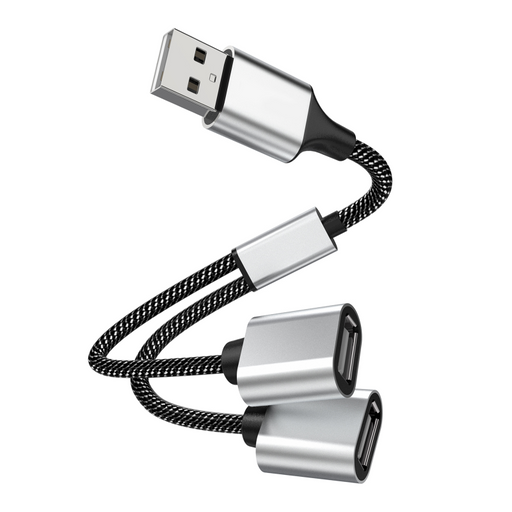 USB 2.0 A male to dual female fast charging data Y splitter cable