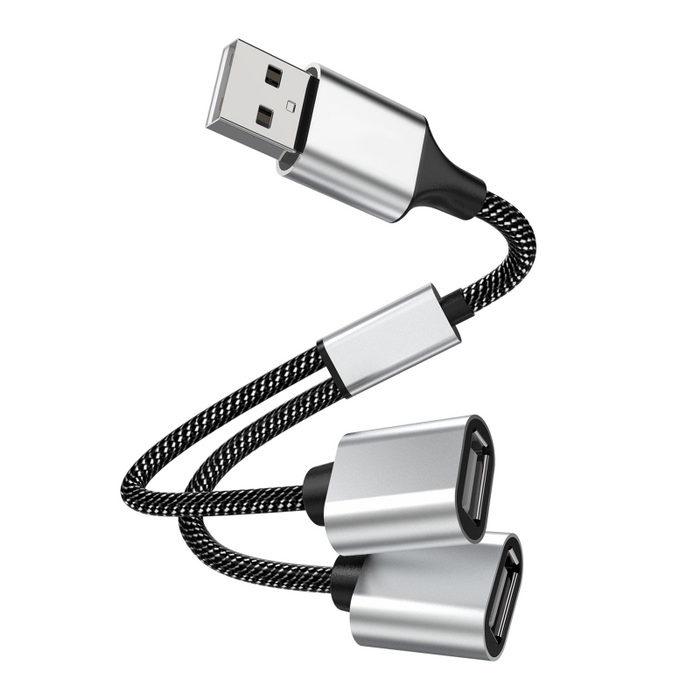 USB 2.0 A male to dual female fast charging data Y splitter cable