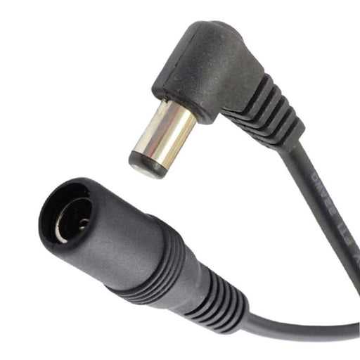 DC Male 5.5mm x 2.1mm RIGHT ANGLE 90° convertor extension to female 5.5mm x 2.1mm straight tip, 25CM